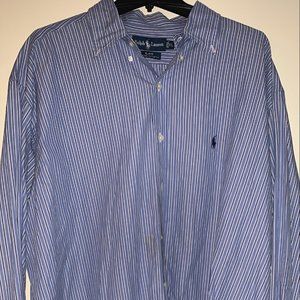 RALPH LAUREN Blake Men's Blue Striped Long Sleeve Button Down Shirt Sz XL